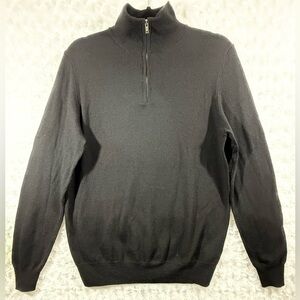 Christian Lacroix Mens Half Zip 100% Merino Wool Medium Black Classic Sweater